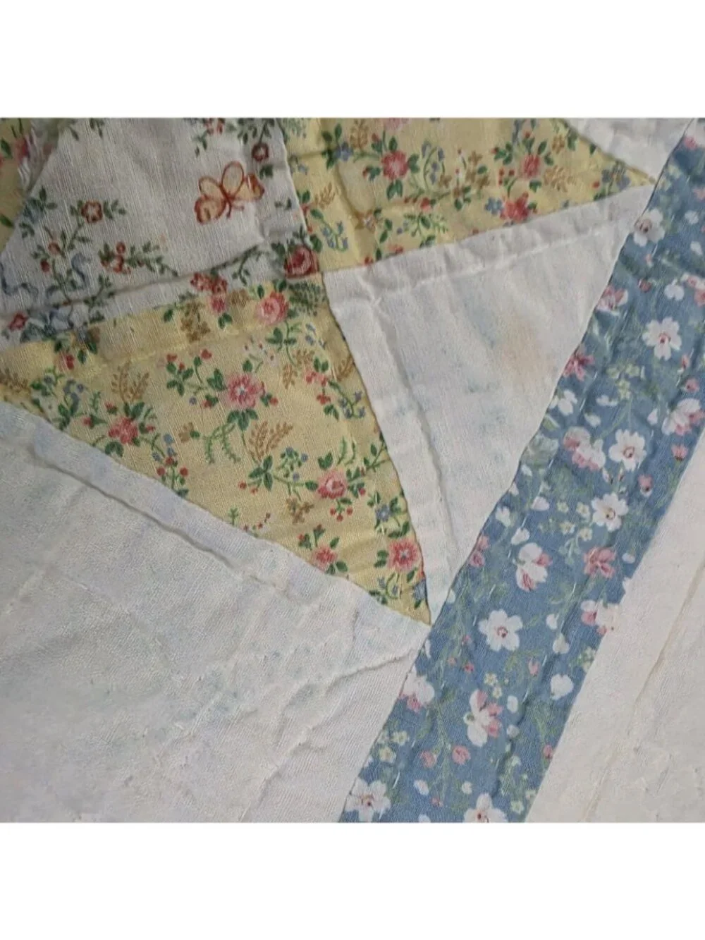Vintage Pastel Patchwork Sawtooth Star Quilt 80x64